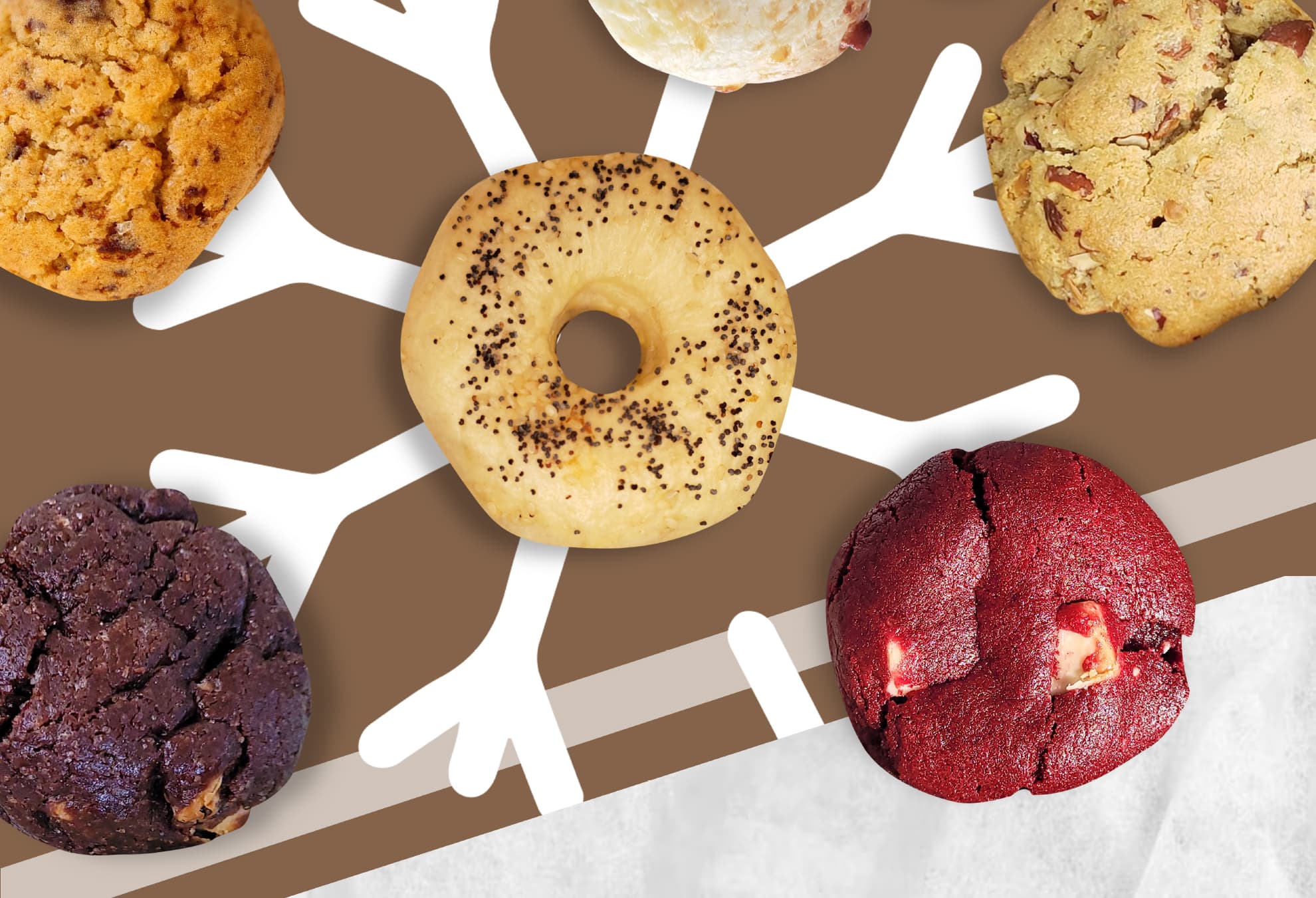 cookies variadas y un bagels