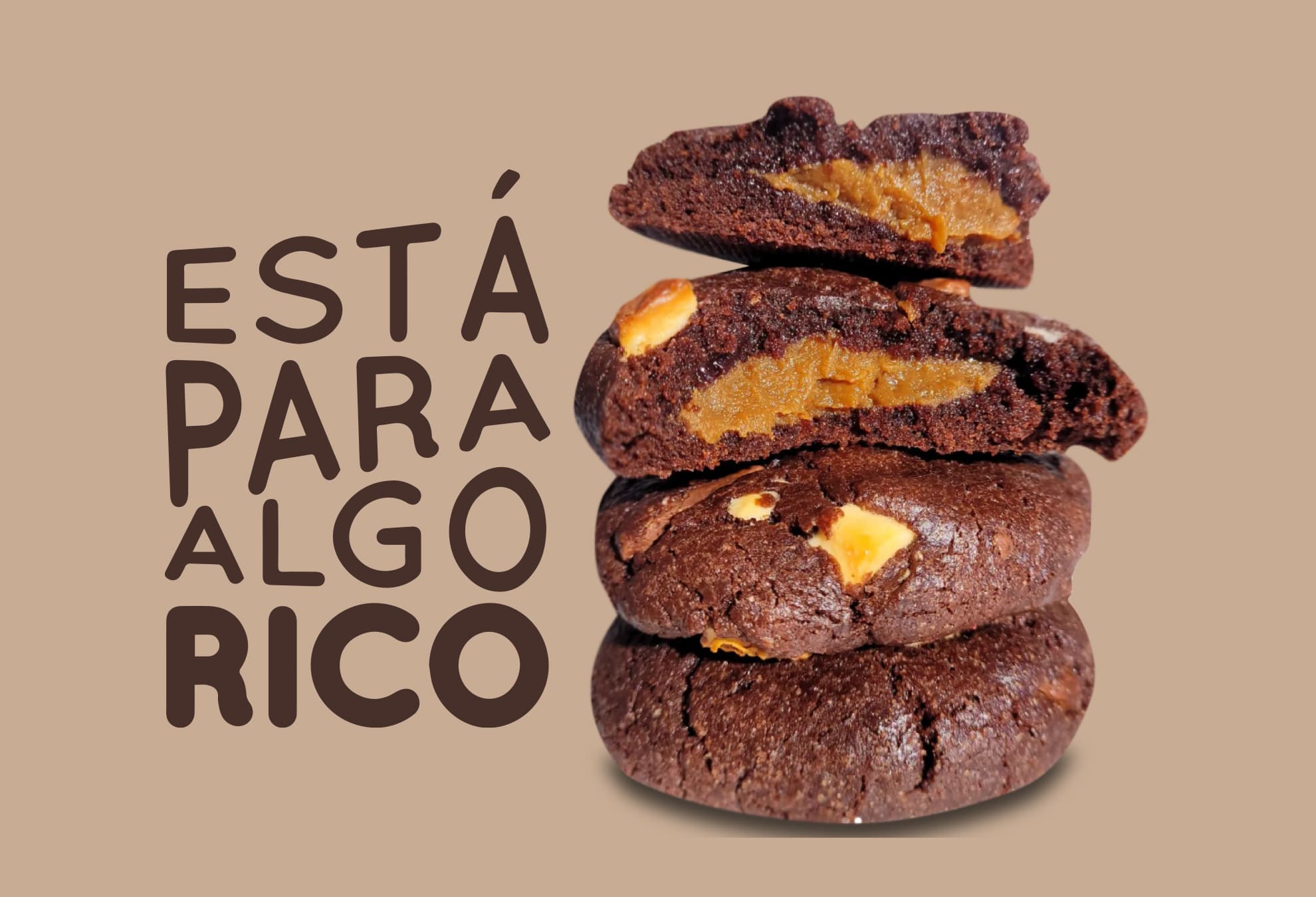 varias cookies de chocolate con la frase: Está para algo rico